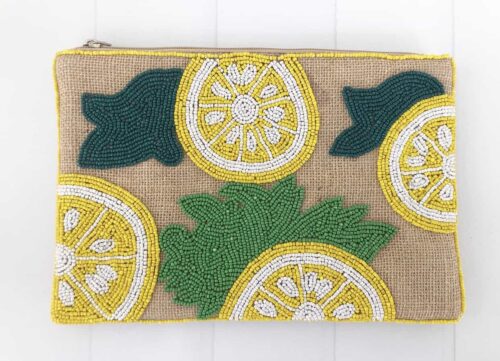 GG41917 Lemon Beaded Clutch