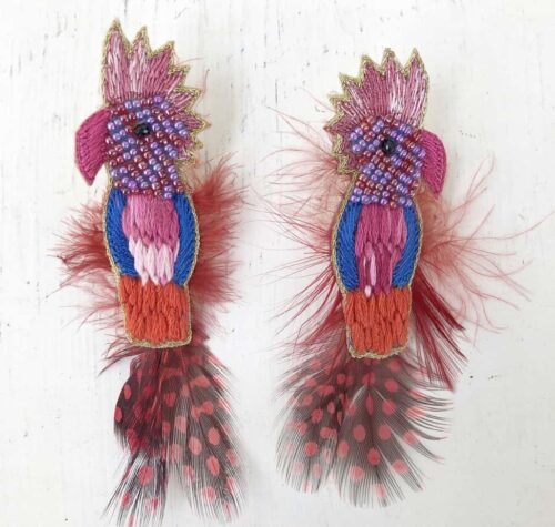 Pink Bird Earring