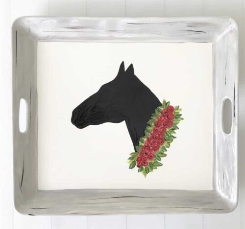 Derby Horse Head Handled Tray