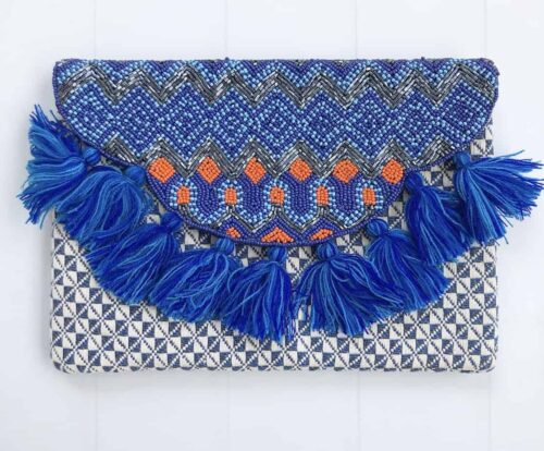 Trevor Tassel Beaded Clutch