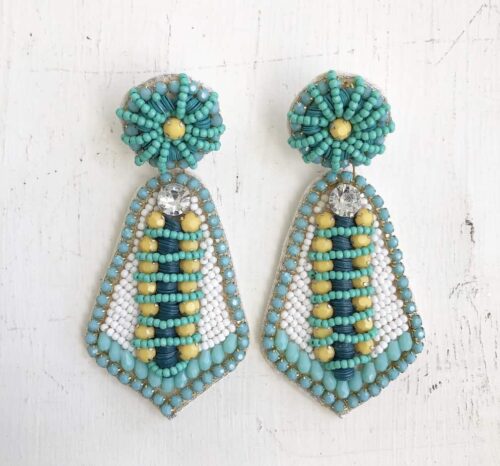Beaded Mint Drop Earring