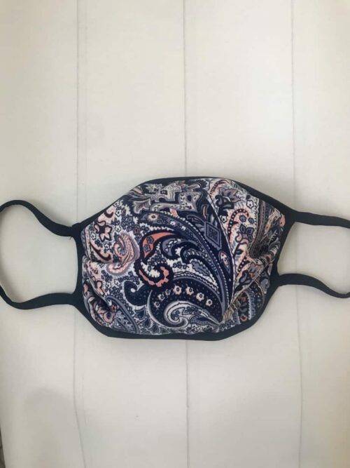 Navy and Coral Paisley Face Mask
