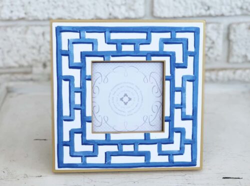 Lattice Blue 3x3 Gold Frame