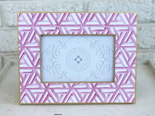 Hot Pink Tile Pattern 4x6 Gold Frame