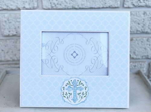 Blue Emb Cross 4x6 Wide Frame