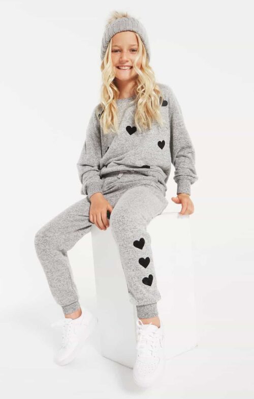 Girls Noah Marled Heather Grey Jogger - Image 2