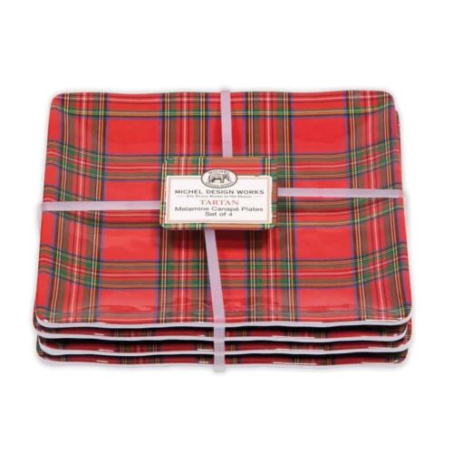 Tartan Melamine Serveware Canape Plate Set of 4