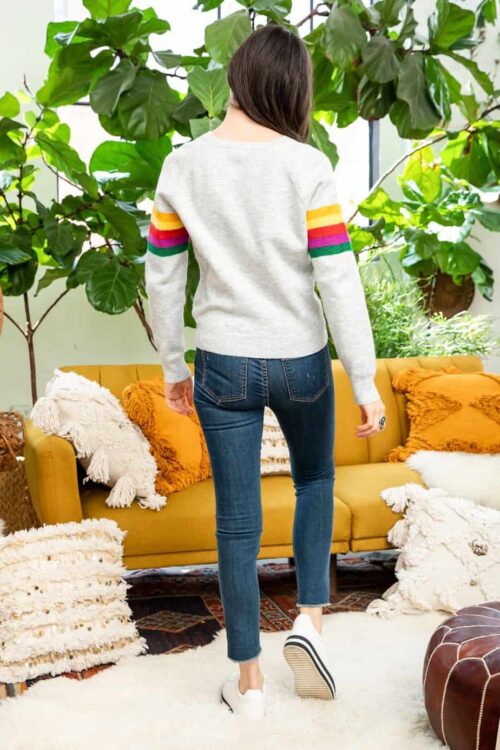 Stripe Sleeve Raglan Sweater (TMK1150) - Image 3