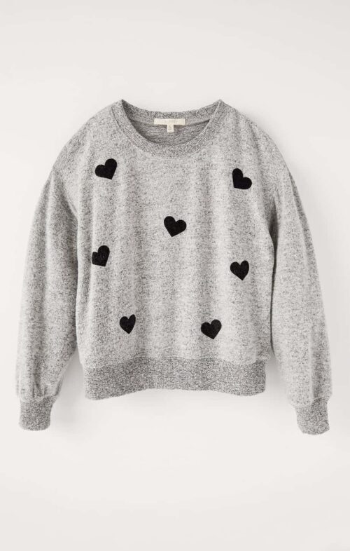Girls Audrey Heart Heather Grey Top - Image 2