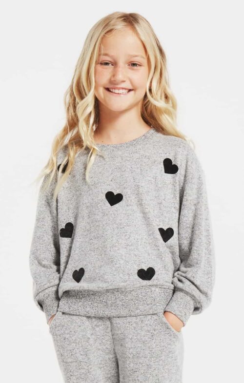 Girls Audrey Heart Heather Grey Top