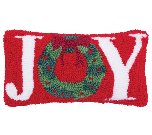 Joy Wreath Hooked Pillow