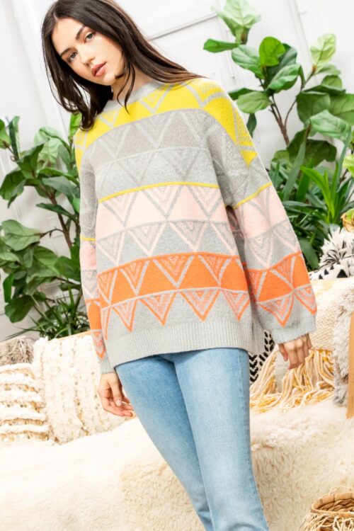 Pattern Print Sweater (TMK1128)