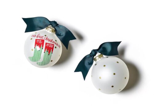 Our First Christmas as Mr & Mrs Stocking Glass Ornament