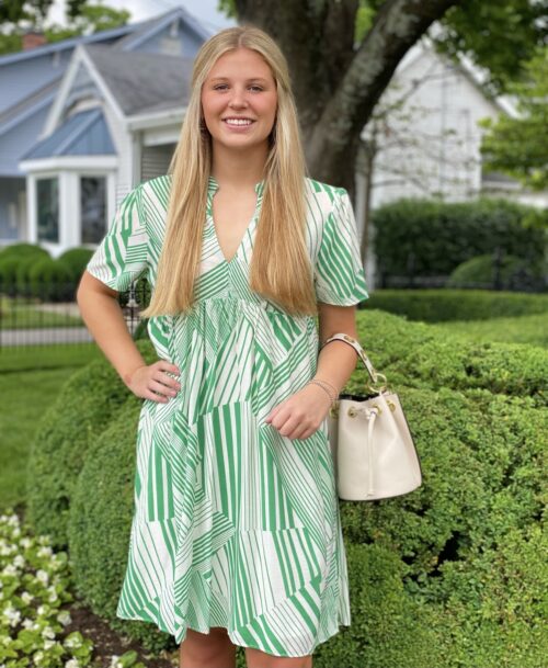 Green Geo Stripe Dress