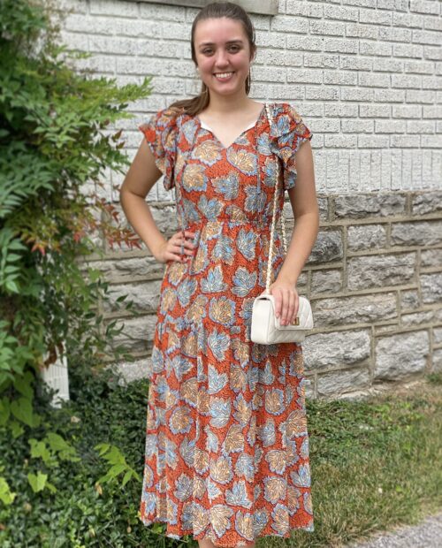 Leaf Print Midi Dress (FTM1944)