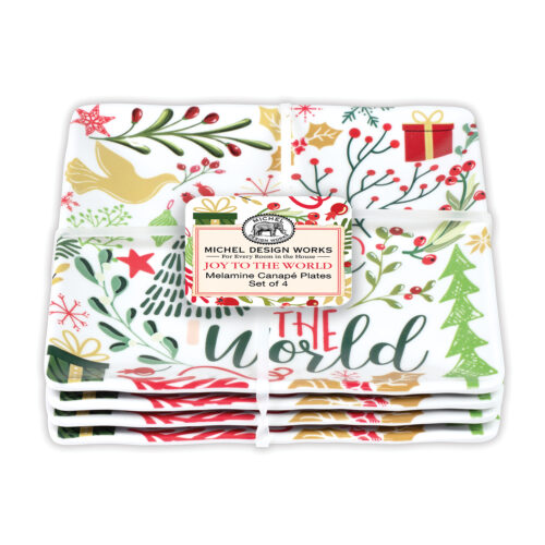 Joy to the World Melamine Canape Plate Set of 4