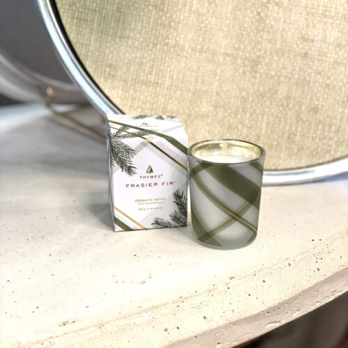 Frasier Fir Frosted Plaid Votive Candle