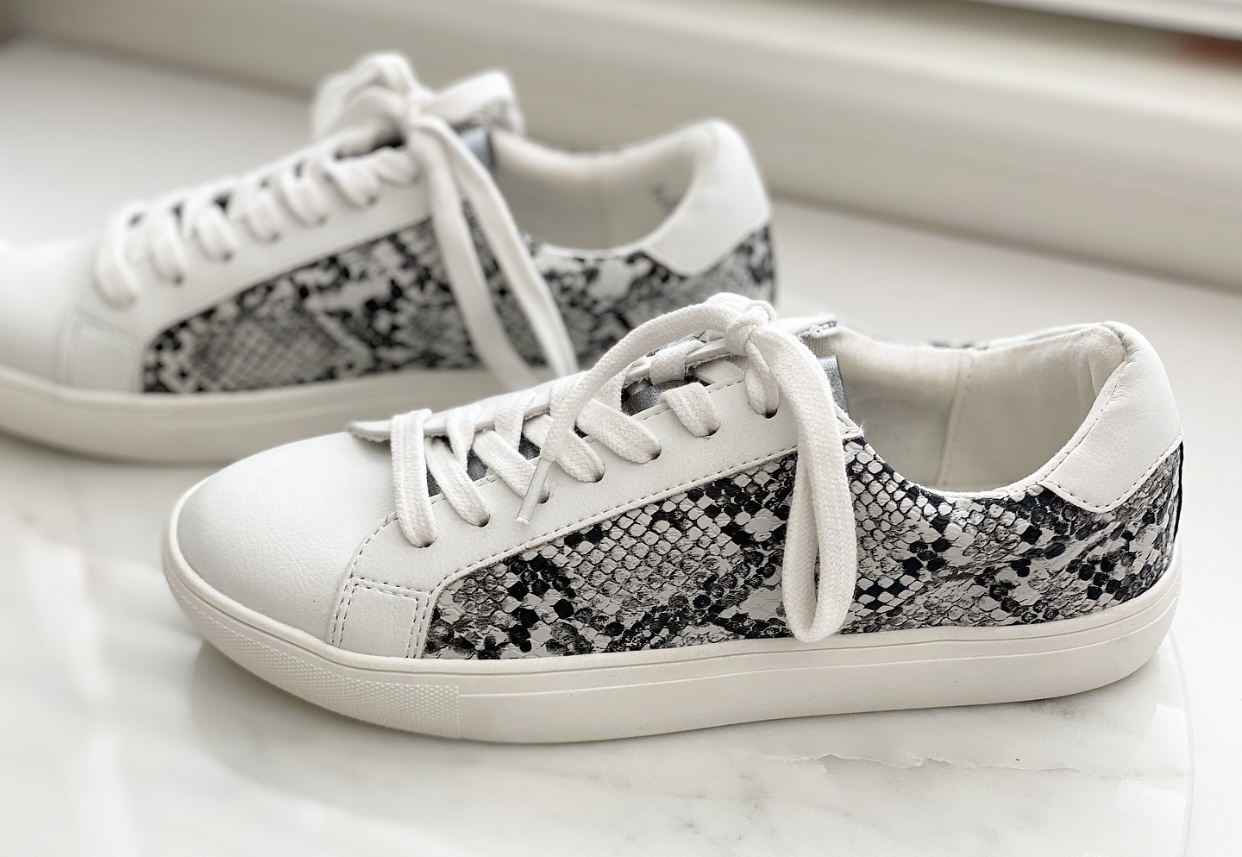 Tara Black/White Snake Tennis Shoes - Peggy's Gifts & Accessories