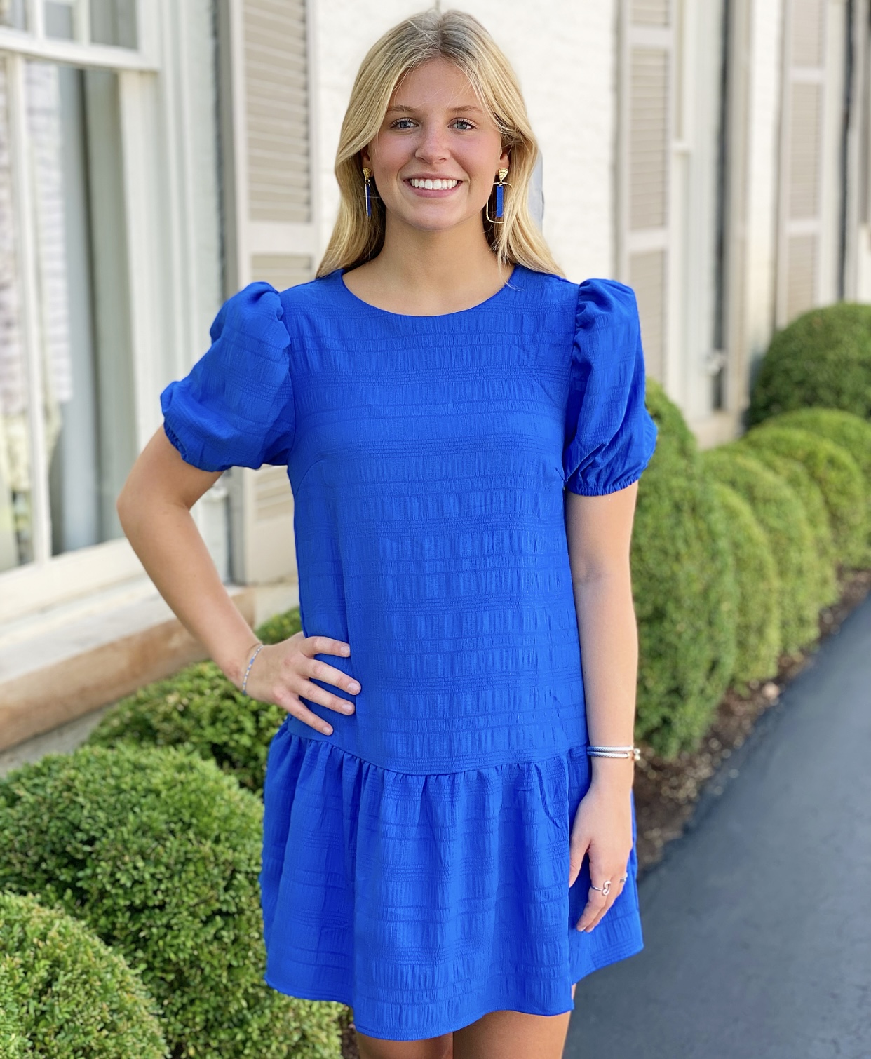 Royal Blue Flounce Dress - Peggy's Gifts & Accessories