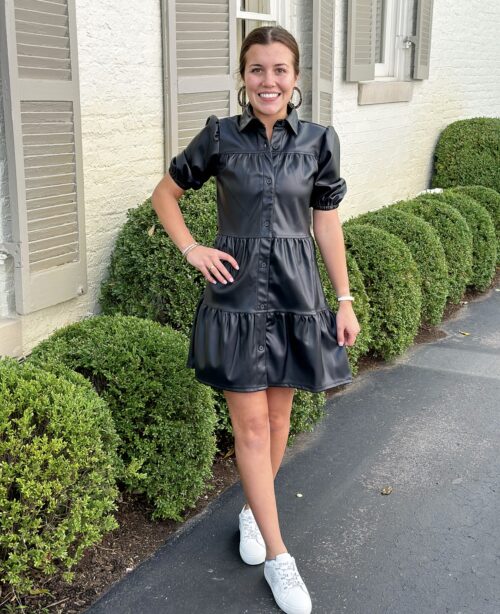 Black Delaney Vegan Leather Dress