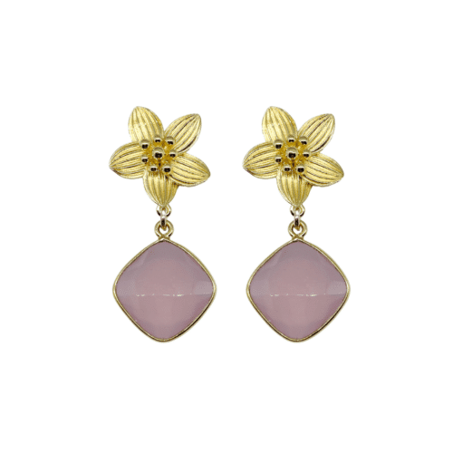 Cecile Pink Chalcedony Drop Earrings