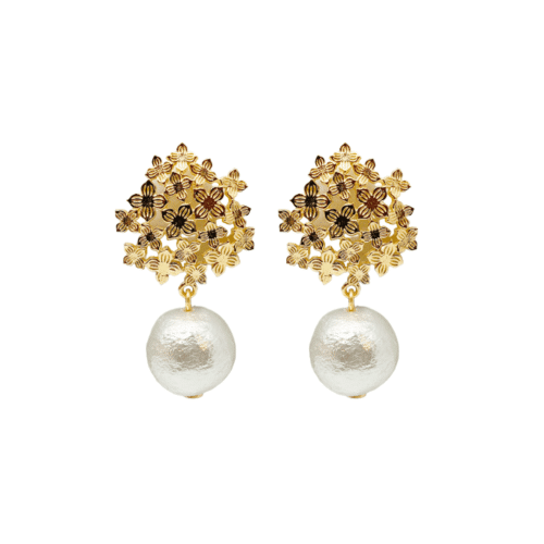 Jardin Hydrangea Gold Single Pearl Earring
