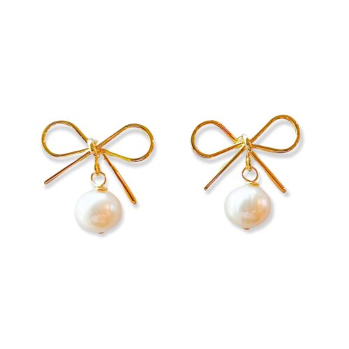 Little Bow Earrings Gold & Pearl