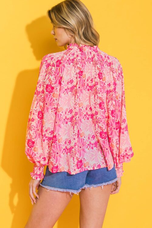 Ivory Pink Printed Woven Top - Image 3