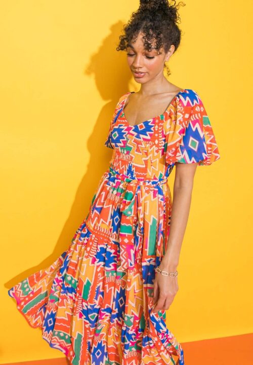 Red Multi Printed Midi Dress - Image 2