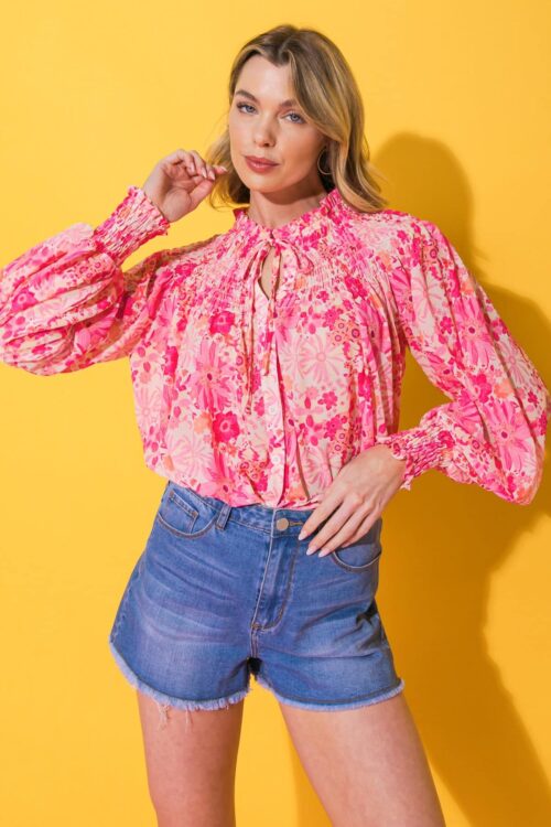 Ivory Pink Printed Woven Top - Image 2