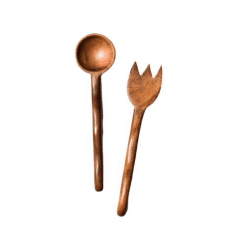 Fundamental Wood Ruffle Salad Server Set