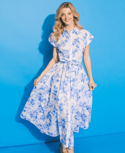 Blue Toile Midi Dress