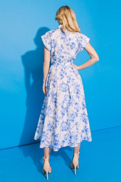 Blue Toile Midi Dress - Image 2