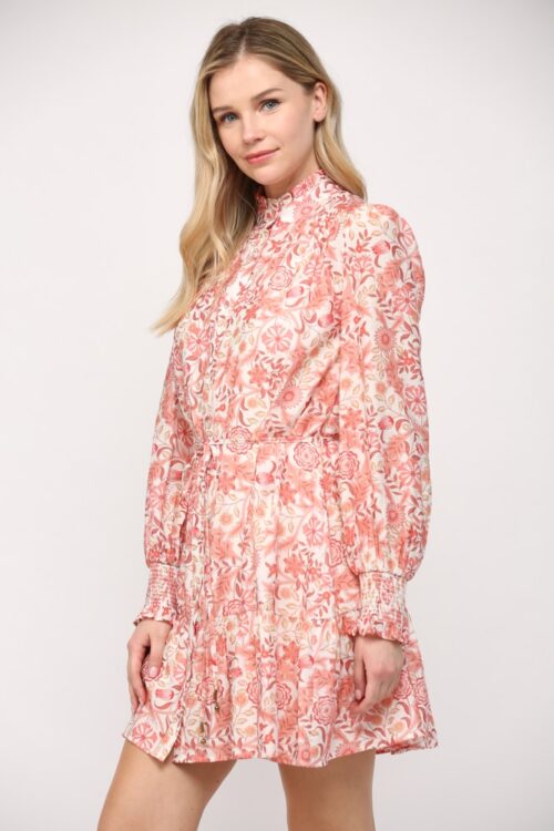 Mauve Multi Button Front Ruffle Dress - Image 3
