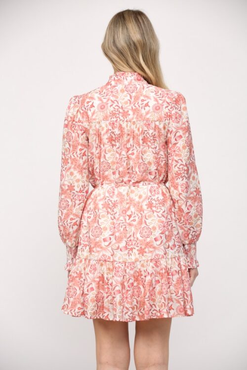Mauve Multi Button Front Ruffle Dress - Image 4