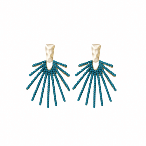 Dark Turquoise Sunburst Drop Earring