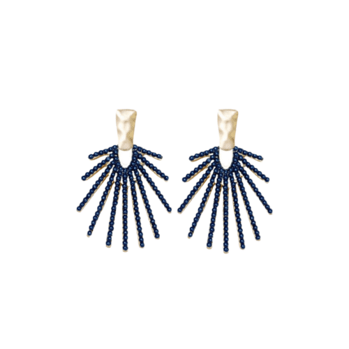 Navy Sunburst Drop Earring