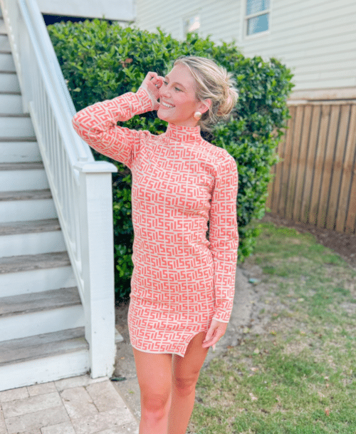 Geo Pattern Sweater Dress