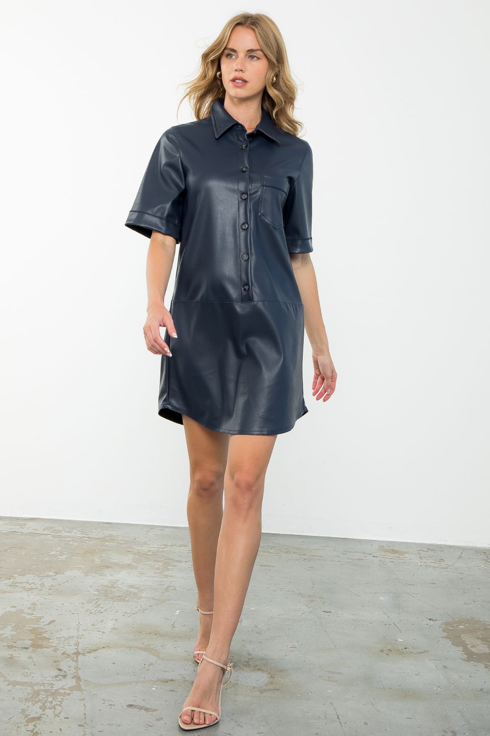 Button up leather store dress