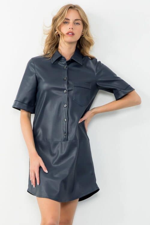 SS Button Up Leather Dress (1436) - Image 2