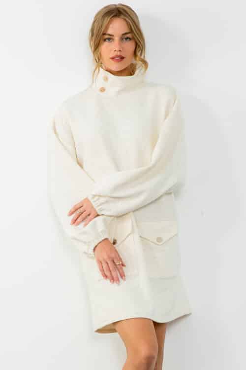 Cream Textured L/S Dress (1991) - Image 2