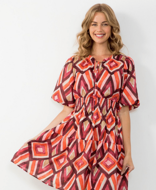 Puff Sleeve Pattern Dress (1978)