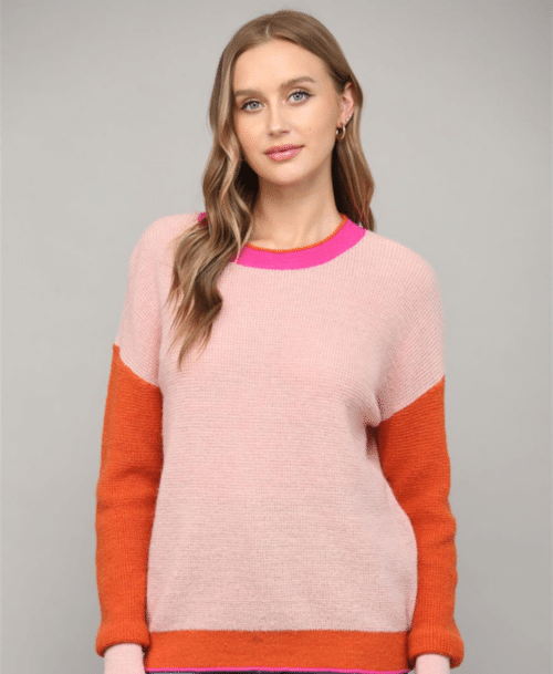 Pink Multi Color Block Sweater
