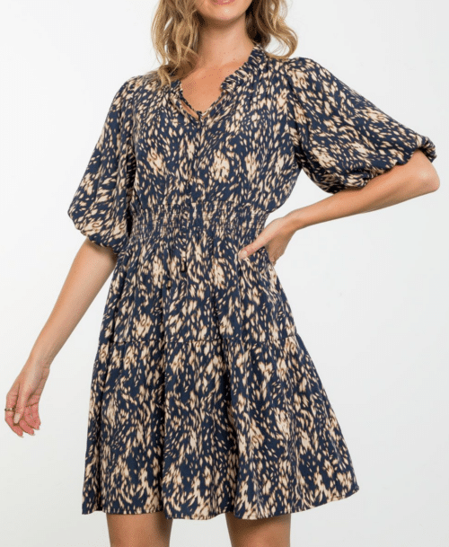 Ruffle Tiered Print Midi Dress (1784)