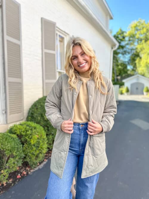 Karlie Lightweight Olive Long Puffer Jacket