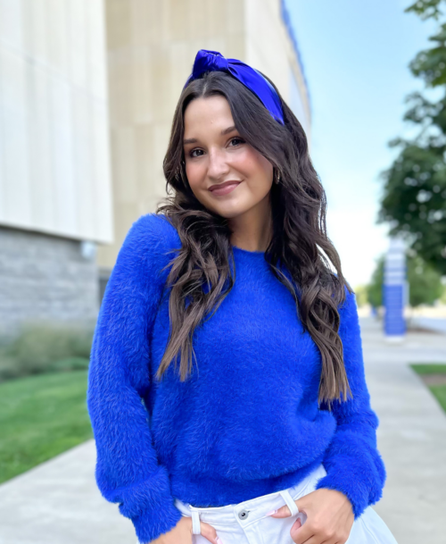 Blue Textured Knit Sweater