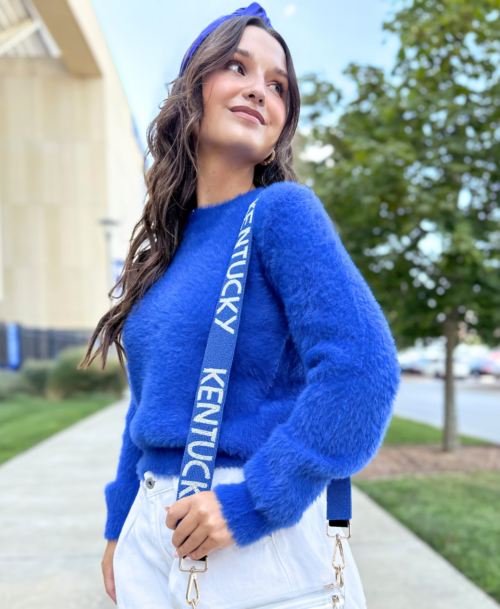 Blue Textured Knit Sweater - Image 2