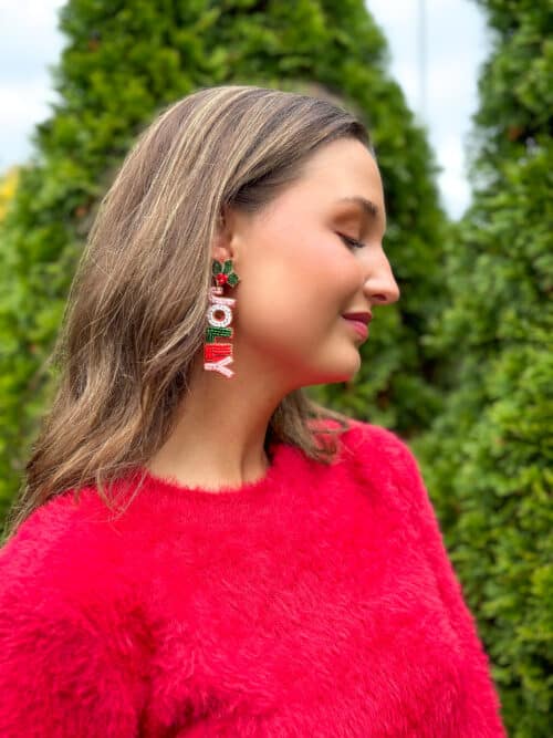 Red Textured Knit Sweater - Image 3