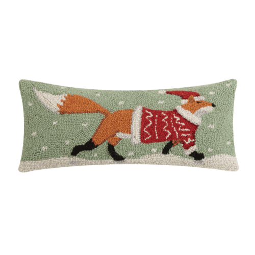 Christmas Fox Hooked Pillow