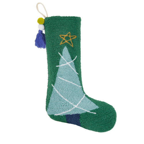 Christmas Tree Stocking w/ Pom Tassel